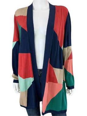Chico's NWT Colorblock Sweater Cardigan Size L H0811